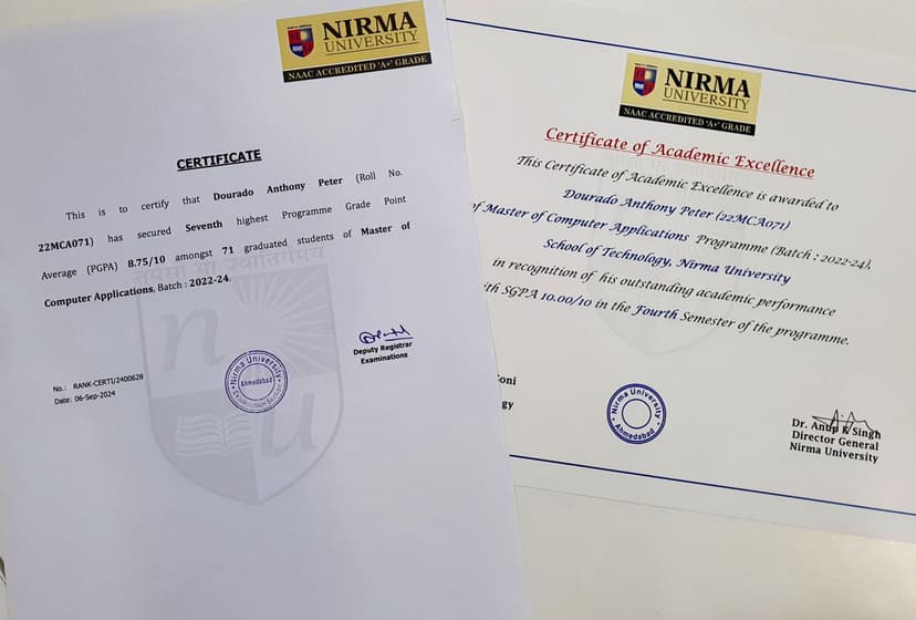Nirma University Certificate